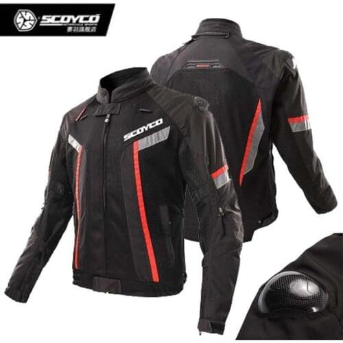 2018 Summer New SCOYCO Men Mesh Breathable Waterproof MotorcycleCycling Jacket with Carbon fiber shoulder guard Moto jacket
