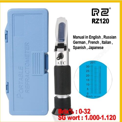 RZ Genuine Retail Package Refractometer Beer Brix Wort Sugar Alcohol SG Specific Gravity Handheld Tool Hydrometer RZ120 Tool