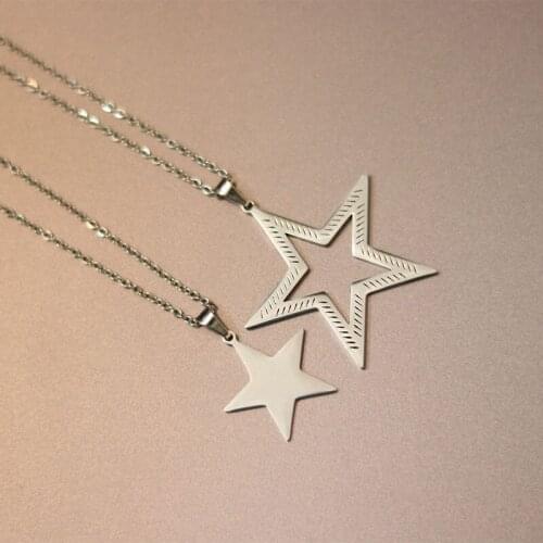 Hollow Star Stainless Steel Necklace Couples Pendants Necklaces Women Men Fashion Minimalist Jewelry Valentines Day Gift