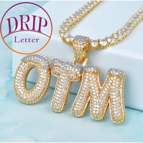 Snow Top Cone Bubble Letters Necklaces Custom Name Gold Color Mens Hip Hop Jewelry