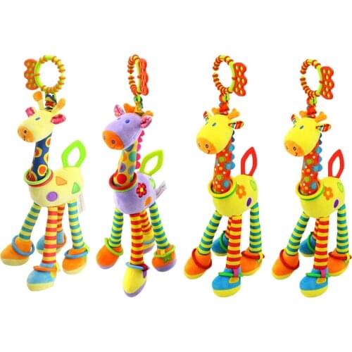 Plush Infant Toys Baby Giraffe Handbells Developmental Infant Birthday Gift for Infants