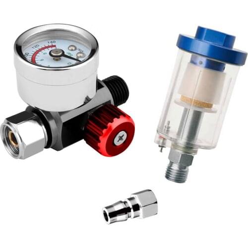 Pneumatic Spray Gun Air Regulator Gauge & Air Filter Kit for Paint Spray Gun Accessories In-line Water Trap Filter Power Tools