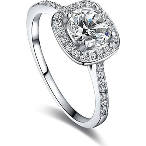 Fashion Show Wedding Ring Elegant Temperament Womens Girls crystal Jewelry Silver color Engagement ring Accessories