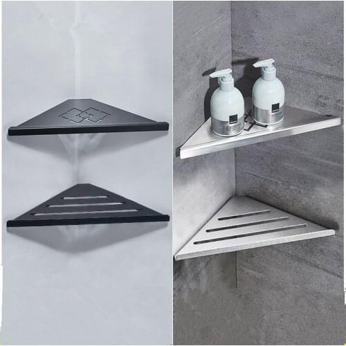 SUS304 Bathroom Shelves Black Wall Mount Shampoo Storage Holder Bathroom Corner Shelf Kitchen Storage Bathroom Accessories