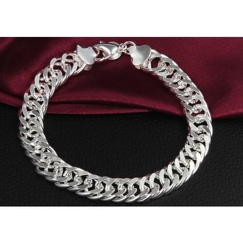 Sterling silv Simple Silver Bracelet Charms Crystal Bracelet Femme Silver Chain Bracelets for Women Jewelry Bijoux Gift S042