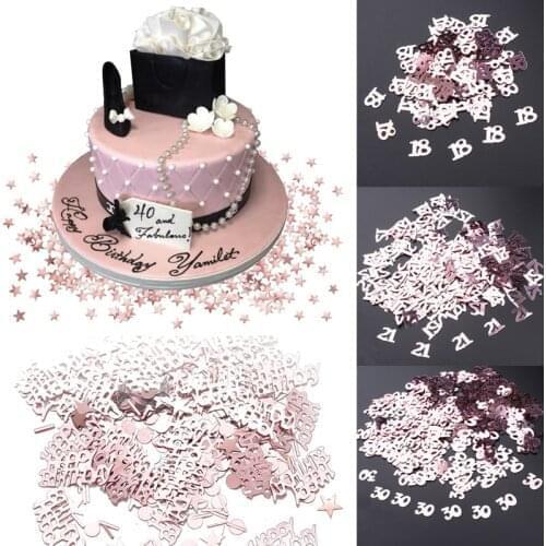 Rose Gold Digital 18/21/30/40/50/60 Glitter Confetti Decor Happy Birthday Table Scatter Confetti For Celebration Party Supplies