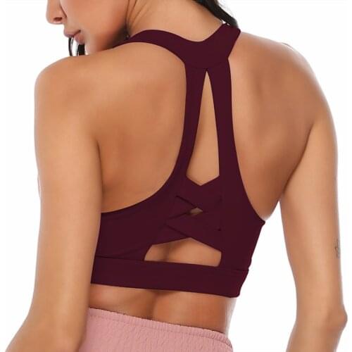 Backless Gym Tank Top Yoga Bra Sexy Shock-proof Gathering Sports Fitness Vest Women Gym Push Up Hollow Padded Active Underwear