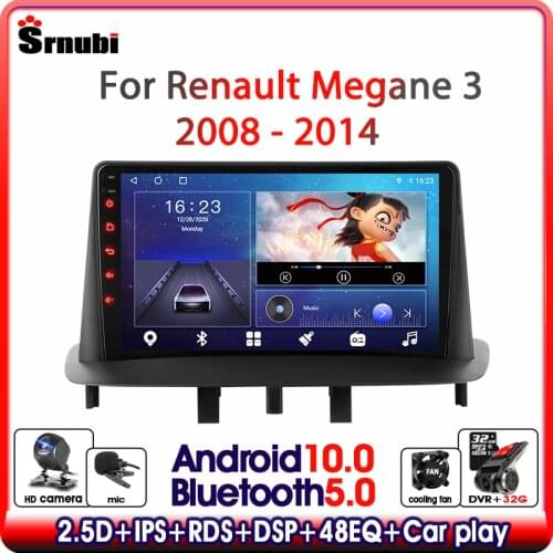 Srnubi 2 Din Android 10 Carplay 4G RDS Car Radio For Renault Megane 3 Fluence 2008 - 2014 Multimedia Player GPS DVD Head unit
