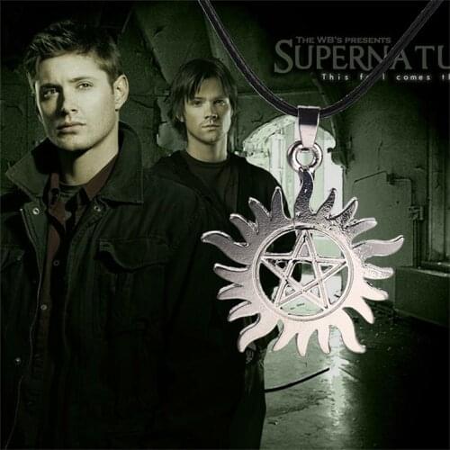Supernatural Necklace Dean Sam Winchester Pentagram Pentacle Sun Star Logo Silver Color Pendant Amulet Movie Jewelry Wholesale