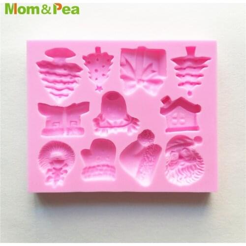 XK542 Christmas Related Shaped Silicone Mold Gum Paste Chocolate Ornamental Fondant Mould Cake Decoration Tools