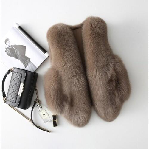 Women Clothes Real Coat Winter Warm Short Jacket Elegant Fox Fur Vest Korean Slim Waistcoat Chalecos Para Mujer ZL687