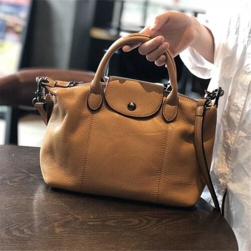 Retro luxury natural Genuine Leather cowhide ladies handbag fashion simple casual daily weekend work shoulder messenger bag