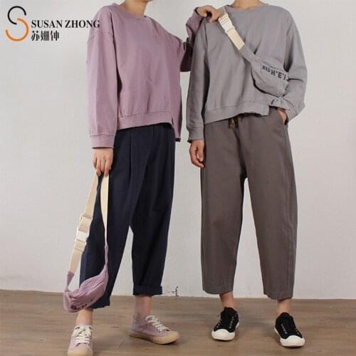 Women Hoodies Female Tops Japanese Style Sweatshirt Irregular Hem Side Slit Batwing Sleeve Letter Print O-Neck Drop-Shoulder