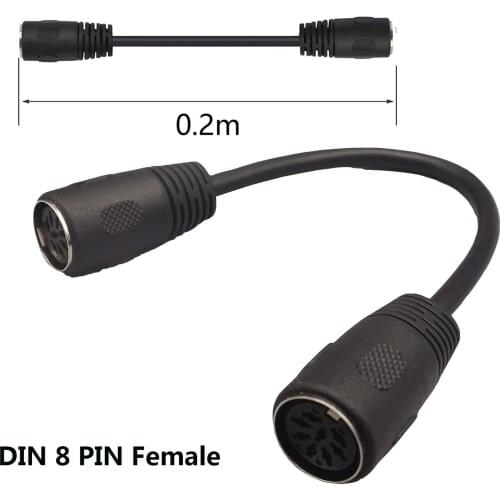 1pc Din 8-Pins Female to MIDI 8 PIN Female Speaker Audio System Microphone Signal Control Short Extension Connector Cable 20cm