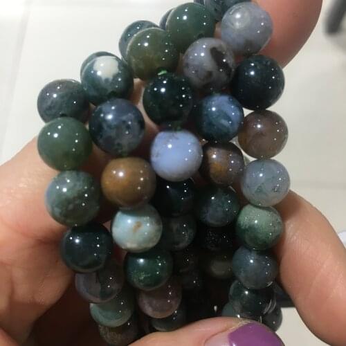 1pcsHandmade Natural Stone African Turquoises Beads Bracelet Men Yoga Green Moss Agates Beaded Bracelet for Women M