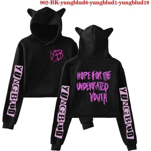 2021 Black Crop Top Sweatshirt Long Sleeve Yungblud Women Hoodies Hooded 90s Girl Streetwear Yungblud Harajuku Hoodie Kpop Hoody