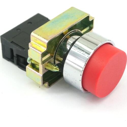 22mm Mount 1 Normal Close Spring Return Extented Head Red Pushbutton Switch XB2BL42C