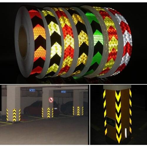 25mmx10m Color Arrow Self-Adhesive Reflective Warning Tape for Body Signs