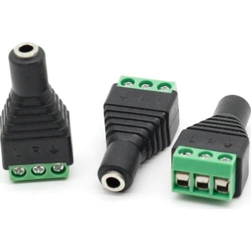 3pcs Connector Jack 3.5mm Video AV Balun 3.5mm stereo female to AV Screw Terminal Stereo jack 3.5 mm female 3 pin Terminal Block