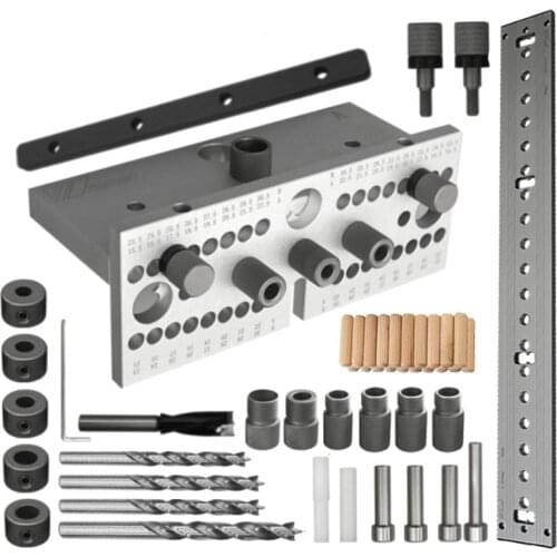 3-in-1 2-in-1 Woodworking Doweling Jig Kit Furniture Fast Connecting Adjustable Drilling Guide Puncher Locator Carpentry Tools