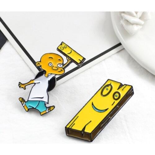 Animated cartoon ed edd n eddy Brooch Cartoon Cute yellow Wooden Plank Bald Little Boys Enamel Pin Accessories Jewelry Pins Gift