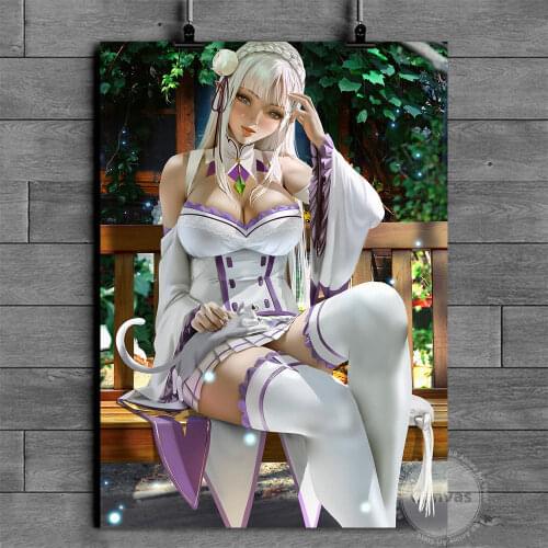 Anime sexy Emilia re: zero Poster Pictures Home Manga Decoration Paintings Canvas HD Prints Wall Art Modular Living Room