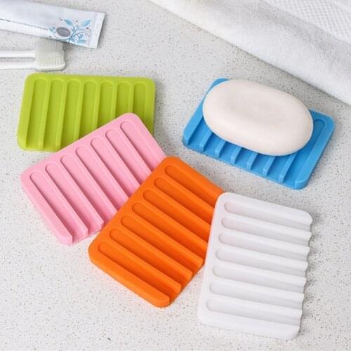 Anti-skidding Home Improvement Silicone Flexible Bathroom Fixtures Bathroom Hardware Tray Soapbox Soap Dishes Plate Holder