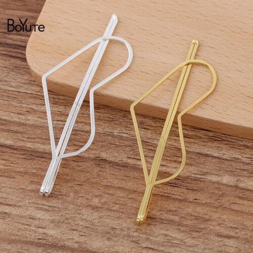 BoYuTe (50 Pieces/Lot) 18*73MM Metal Iron Heart Hairpin Bangs Clip Korean Style Diy Hair Accessories Materials Wholesale