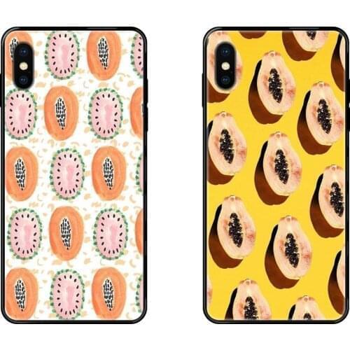 For Xiaomi Mi Note A1 A2 A3 5 5s 6 8 9 10 SE Lite Pro Ultra Fruit Vector Papaya Black Soft TPU Phone Cover Case Capa Top