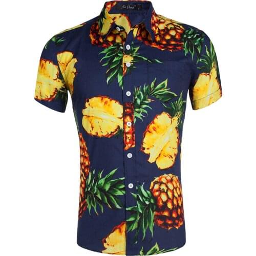 New Summer Mens Short Sleeve Hawaiian Shirts Cotton Casual Floral Shirts Wave Regular Mens Clothing Fashion