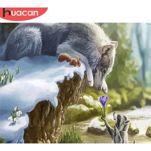 HUACAN DIY Painting By Number Wolf Drawing On Canvas Hand Painted Paintings Art Gift Pictures By Numbers Animal Kits Home Decor