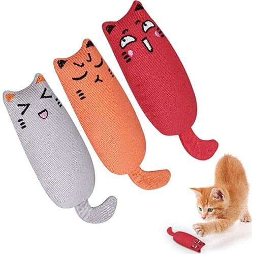 Interactive Cat Grinding Catnip Chew Toy Funny Plush Cat Toy Pet Kitten Chewing Toy Claws Thumb Bite Cat mint For Cats Teeth Toy