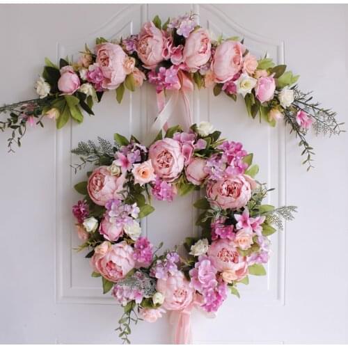 Artificial Garland Flowers Door Lintel Flower Wedding Door Trim Hanging Home Decoration Ornaments Mirror Wreath Party Supplies