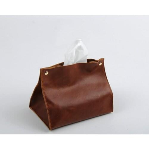 Leather car tissue box home living room bedroom pumping tray napkin holder for paper napkins car tissue box