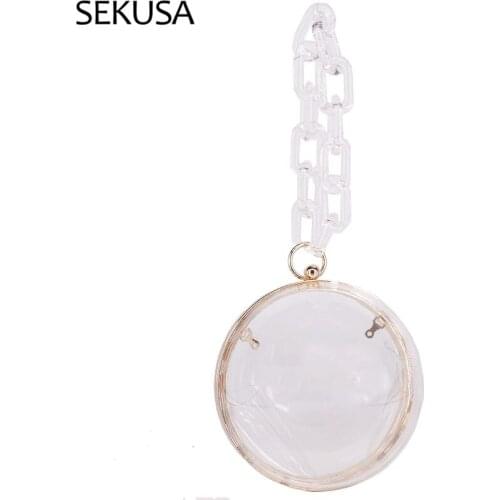 Circular Women Transparent Acrylic Clutch Handbag Luxury Wedding Purse Girls Fashion Clear Party Shoulder Bag