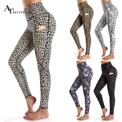 ATHVOTAR High Waist Fitness Push Up Female Leggings Women Sport Printing Leggings Woman Gym Outdoors Wurkout Yoga Pants