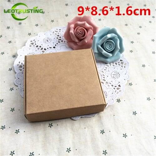 Leotrusting 50pcs 9*8.6*1.6cm Brown Kraft Paper Box Natural Kraft Paper Gift Packaging Box Handmade Present Gifts Pack Boxes