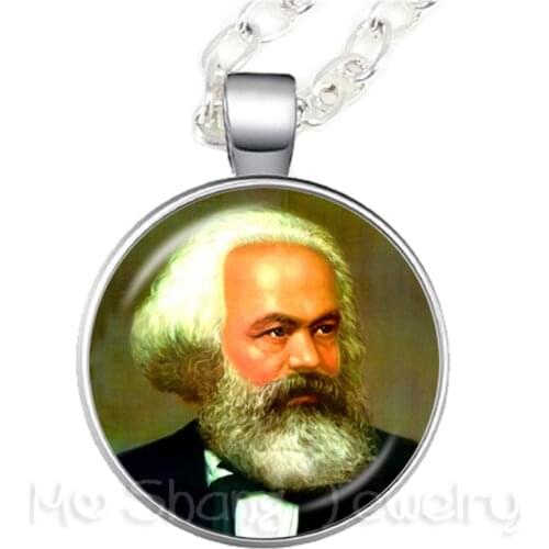 Karl Marx Philosopher 25 MM Necklace Socialism Marxism Glass Cabochon Sweater Chain Creative Gift For Souvenir