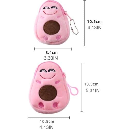 Cute Cartoon Avocado Plush Coin Purse Wallet Funny Embroidery Zipper Small Pouch 649D