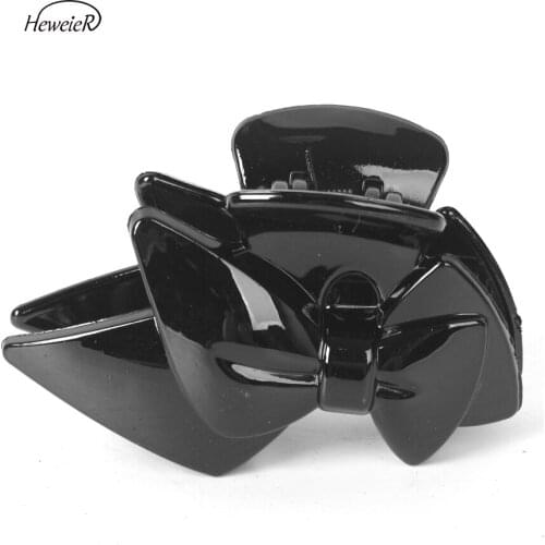 Fashion Women Lady Accessories Black Bowknot Plastic Clip Hair Grip Clamp Claws Combs Pins Holder Headwear Headdress Hairpiece