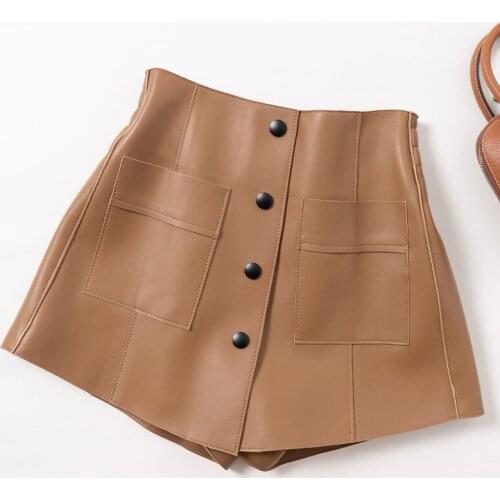 Fashion Female Shorts Skirts Genuine Sheepskin Leather Skirts for Women Summer 2021 Simple Shorts Ropa De Mujer Zjt2410