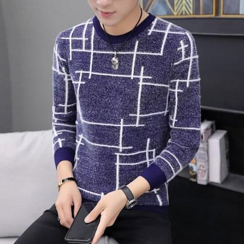 2021Spring and autumn mens sweaters Korean clothes Slim tops mens sweaters personality sweater bottoming shirt men