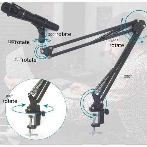 Microphone Desk Arm Mount Stand Microphone Holder Arm Desk Mount Mic Mount Boom Scissor Stand Tabletop Adjustable Arm Stand