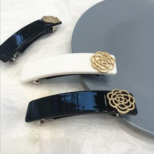 New Camellia Barrettes Hairpins Korean Camellia Pattern Acrylic Hairpins Hair Claws Rose Striped Plastic Spring Clips Wholesale