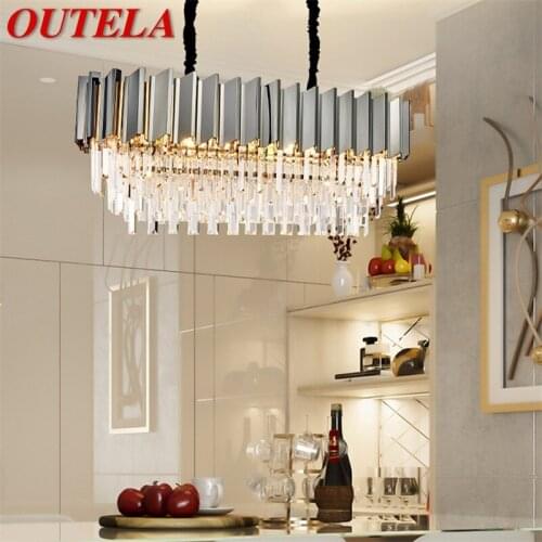 OUTELA Pendant Light Postmodern Double Crystal LED Lamp Luxury Fixture for Home Dining Living Room