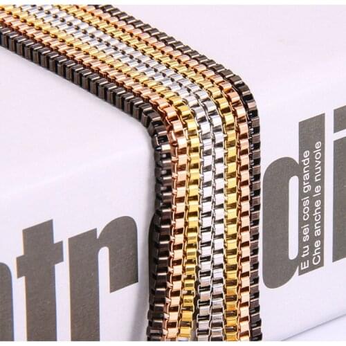 Curb Cuban Box Link Chain Necklace for Men Women Basic Punk Stainless Steel Fashion Chokers Tone Rose Charm Jewelry DIY Gifts