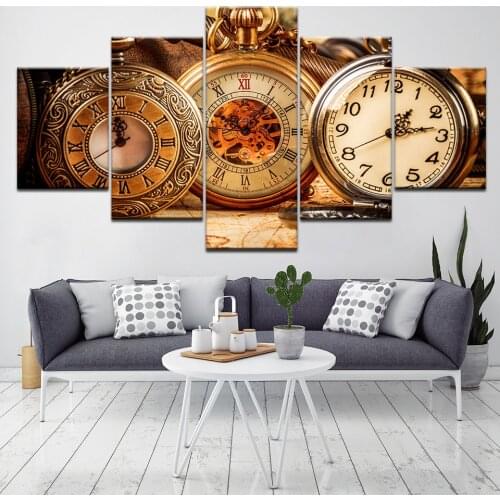 Canvas Poster Modular Framework Wall Art 5 Pieces Pocket Watch Pictures Decoration Modern For Home Living Room HD Print Painting