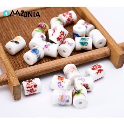 Mixed Flower Pattern 11mm Ceramin Beads Cylindrical Loose Beads For Jewelry Making Diy Neckace earring Bracelet accessories