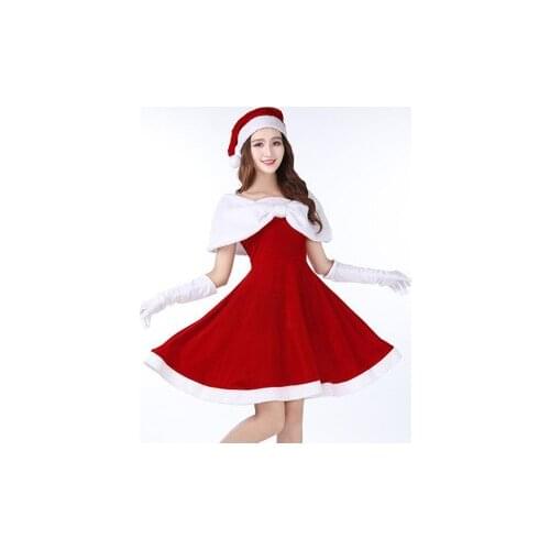 Christmas dress women red sexy Santa Clothes clothes Christmas dresses female adult female photo uniforms COS