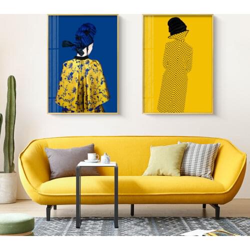 Figure Painting Trendy Beautiful Vintage Girl Shadow Poster Nordic Print Canvas Wall Art Pictures For Room Home Decoration